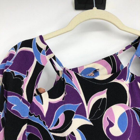 Juicy Couture Purple Black Abstract Long sleeve Viscose Mini  Dress size S - Picture 10 of 16